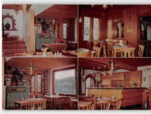 Wasserlos / Kreis Alzenau mit vier verschiedenen Abbildungen vom Schloßberg-Restaurant. Richard BEcke r Erben ungelaufen Gute Erhaltung.