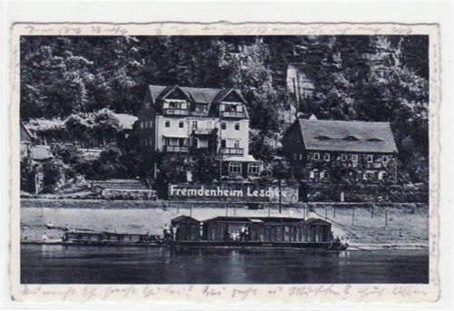 Rathen Kurort Rathen mit Fremdenheim Leschke gelaufen von 1937. Gute Erhaltung.