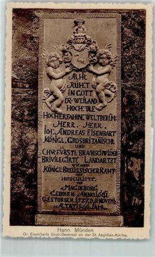 Hann Münden Dr. Eisenbart Grab Denkmal St. Aegidlen Kirche Engel Wappen