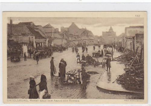 Ortelsburg Ortelsburg / Szczytno. Markt nach dem Abzug der Russen ungelaufen Gute Erhaltung.