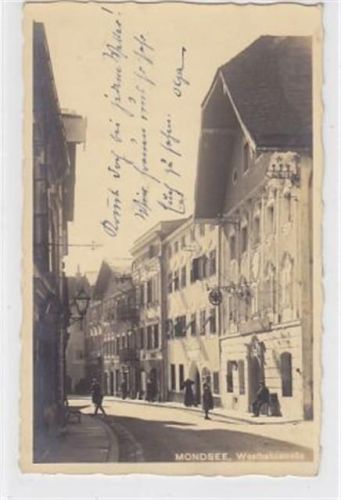 Westbahnstrasse in Mondsee gelaufen 1930. Gute Erhaltung.