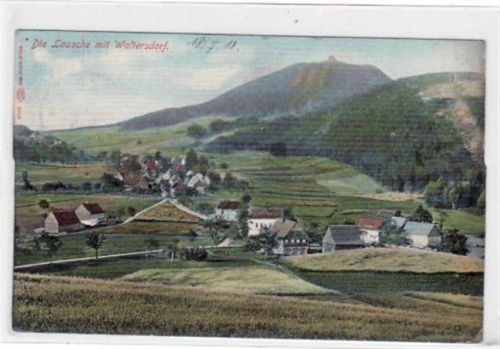 Waltersdorf Waltersdorf mit Gesamtansicht und Lausche gelaufen von 1910. Gute Erhaltung.