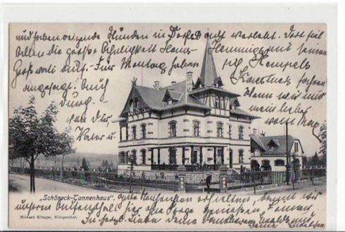 Schöneck Schöneck - Tannenhaus mit Villa Waldesruh gelaufen von 1908. Leicht fleckig, sonst gut erhalten