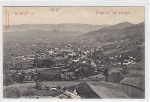 Petersdorf - Piechowice / Kreis Hirschberg - Jelenia Góra im Riesengebirge vom Sandberg aus gesehen ungelaufen Sehr gut erhalten.