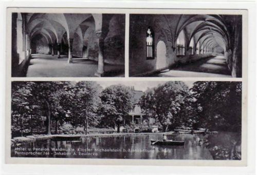 Hotel und Pension Waldmühle, Kloster Michaelstein bei Blankenburg. zwei Gewölbegänge Außenansicht ungelaufen Gute Erhaltung.