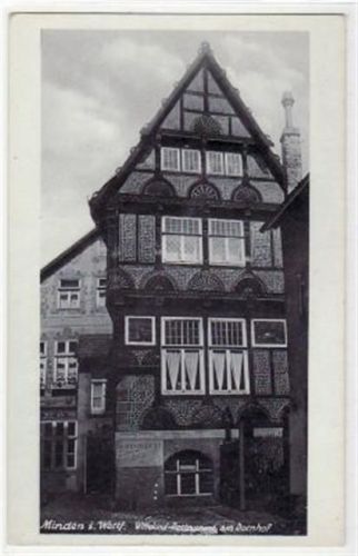 Minden Minden mit Wittekind - Restaurant am Dornhof gelaufen, mit Marke und Stempel von 1938. Leicht bügig, sonst gut erhalten