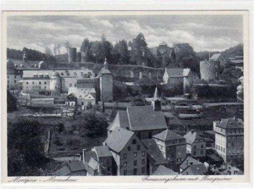 Monschau Monschau Montjoie mit Genesungsheim und Burgruine ungelaufen Gute Erhaltung.
