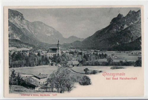 Grossgmain bei Bad Reichenhall mit Gesamtansicht. ungelaufen frühe Karte, da Anschriftseite noch ungeteilt. Gute Erhaltung.