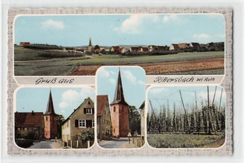 Rittersbach bei Roth mit Blick auf die Kirche ungelaufen Gute Erhaltung.