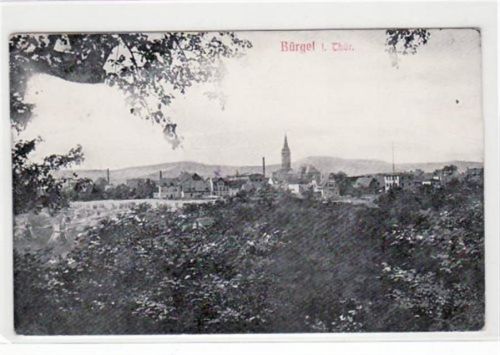Bürgel i. Thür. mit Totalansicht gelaufen von 1911 kleiner Knick oben links, leichte Eckabschürfungen, sonst gut erhalten.