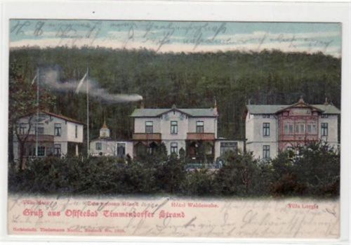 Timmendorfer Strand Timmendorfer Strand mit Hotel Waldesruhe u. Villen gelaufen, 1903. Leicht stockfleckig, sonst gut erhalten