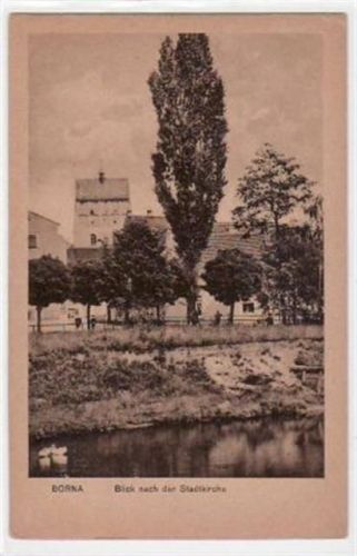 Borna Borna mit Blick nach der Stadtkirche ungelaufen Gute Erhaltung.