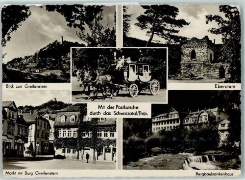 Bad Blankenburg Postkutsche Greifenstein Eberstein Markt Burg Berabau Krankenhaus Pferde Schwarzatal