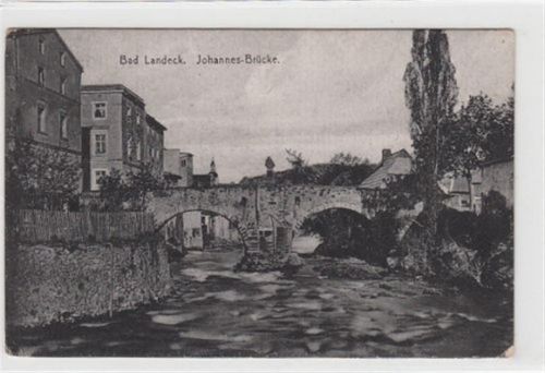 Bad Landeck Bad Landeck / Ladek-Zdrój - Kreis Habelschwerdt / Bystrzyca Klodzka. Johannes-Brücke ungelaufen Leicht abgerundete Ecke n, sonst gut erhalten