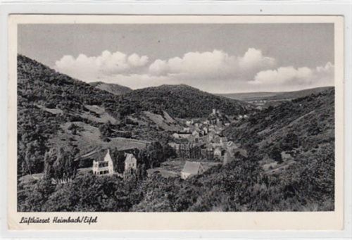 Heimbach in der Eifel. Gesamtansicht gelaufen, 1960. Leichter Stempeldurchdruck, kleiner Knick oben und unten links, sonst gut erhalten