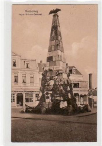 Norderney Norderney mit Kaiser Wilhelmdenkmal gelaufen, 1911 kleiner Knick oben rechts, kleine Beschädigung oben links, sonst gut erhalten