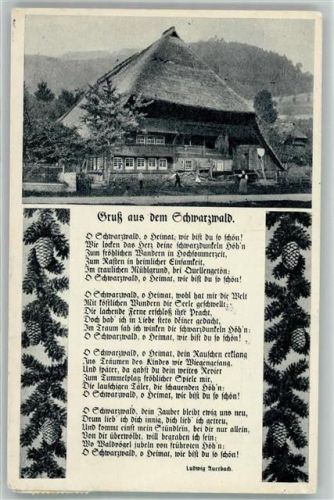 1958 Liederkarte Schwarzwaldhaus Tannenzapfen