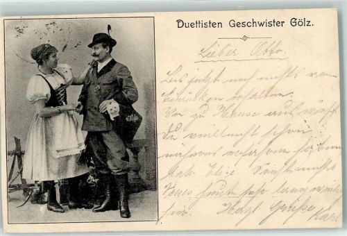 1903 Duettisten Geschwister Gölz in Trachten AK
