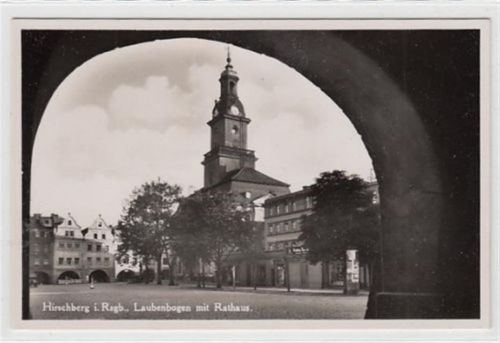 Hirschberg im Riesengebirge Hirschberg / Jelenia Góra im Riesengebirge. Laubenbogen Rathaus und verschiedenen Geschäften ungelaufen Top Erhaltung.
