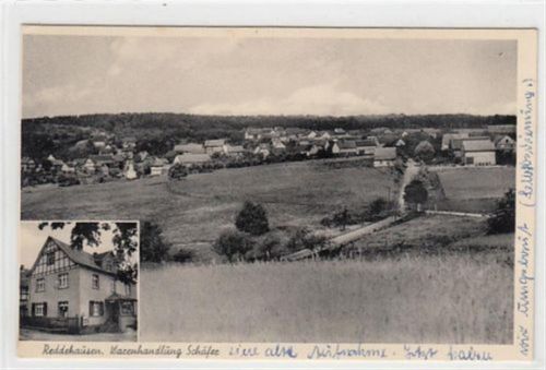 Reddehausen. Totale Warenhandlung gelaufen, mit Marke und Stempel, Datum nicht lesbar. Gute Erhaltung.