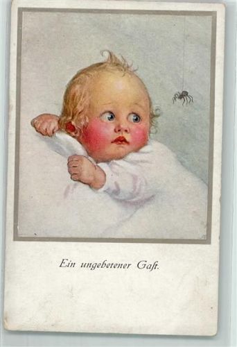 Baby - ein ungebetener Gast AK Verlag M. Munk Nr. 923 Spinne Künstlerkarte