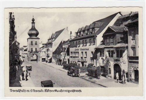Saalfeld mit Blankenburgerstraße gelaufen von 1939. Gute Erhaltung.
