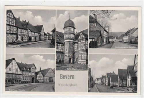 Bevern mit Weserstraße, Holzmindener Straße und Breslauer Straße. ungelaufen Nachkriegskarte. Sehr gut erhalten.
