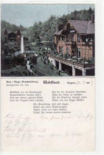 Hagen Hagen mit Waldlust gelaufen von 1903. Leichter Stempeldurchdruck, sonst gut erhalten