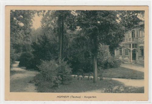 Hofheim am Taunus Hofheim am Taunus. Kurgarten gelaufen, 1910. Leichter Stempeldurchdruck, leichte Anhaftung Rückseite oben, sonst gut erhalten