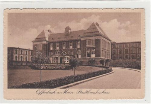 Offenbach Offenbach. Stadtkrankenhaus gelaufen, 1914. Leichter Stempeldurchdruck, sonst gut erhalten