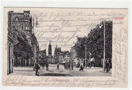Krefeld Krefeld mit Rheinstrasse gelaufen, mit Marke und Stempel von 1905. Gute Erhaltung.