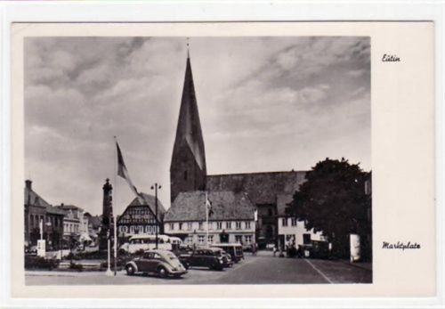 Eutin mit Marktplatz gelaufen, mit Stempel von 1953, ohne Marke, Nachgebühr. Gute Erhaltung.