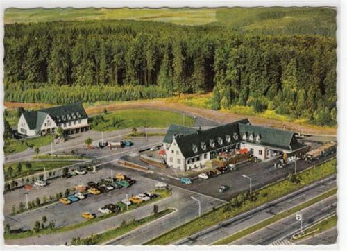 Grünberg. Autobahn-Rasthaus u. Hotel Reinhardshain bei Gießen gelaufen, 1962. Gute Erhaltung.