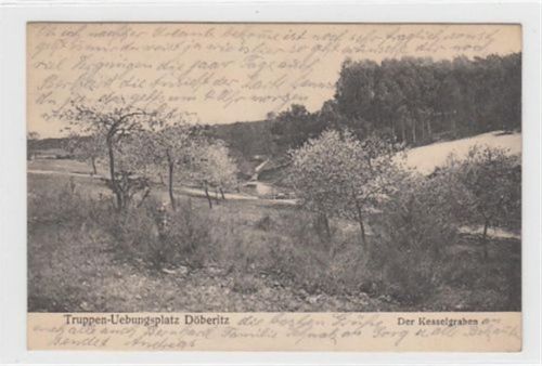 Truppen - Uebungsplatz Döberitz. Kesselgraben gelaufen, 1913. Gute Erhaltung.