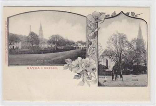 Sayda im Erzgebirge. Marktplatz Kirche. Ungelaufen, Gute Erhaltung.