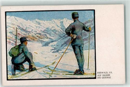 Nr. 145 sign. Fr. Osswald Ski im Gebirge