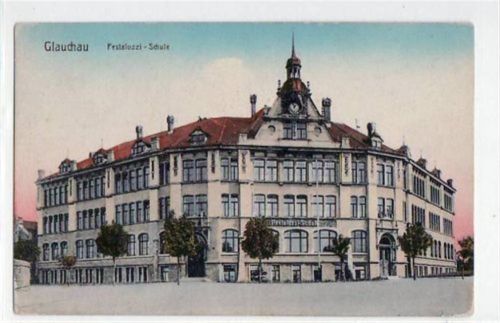 Glauchau Glauchau mit Pestalozzi - Schule ungelaufen Leicht abgerundete Ecke n, sonst gut erhalten