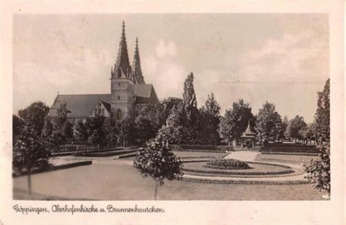 Göppingen Göppingen. Oberhofenkirche Brunnenhäuschen gelaufen. Leichter Schrift- und Stempeldurchdruck, leicht bügig, sonst gut erhalten