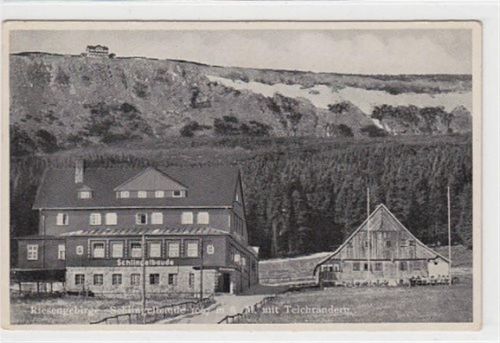 Schlingelbaude - Kreis Hirschberg / Jelenia Góra im Riesengebirge mit den Teichrändern ungelaufen Rückseite leicht stockfleckig, sonst gut erhalten
