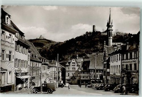 Weinheim Marktplatz Autos Kirche Turm Gasthaus zur Pfalz Cafe Heck zur Sonne
