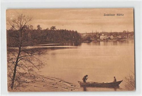 Rheinsberg Zechliner Hütte bei Rheinsberg mit Zille auf dem See gelaufen. Marke zum Teil entfernt. leichte Abschürfungen, sonst gut erhalten
