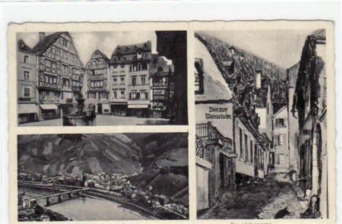 Bernkastel-Kues Berncastel - Kues 3 Abbildungen, Doctor Weinstube, Marktplatz und Berncastel am Doktorberg gelaufen, Marke entfernt, handschriftliches Datum von 1936. Gute Erhaltung.