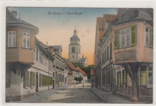Groß-Gerau Groß Gerau. Kirchstraße ungelaufen Beschriebene Karte. Leicht fleckig, kleiner Knick unten links, sonst gut erhalten