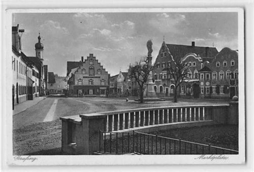 Grafing. Blick auf den Marktplatz gelaufen. Gute Erhaltung.