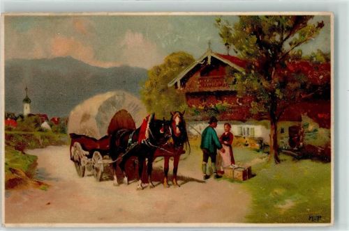 1909 Planwagen Meissner u. Buch Serie 1450 Reisen im Gebirge sign.M.P.