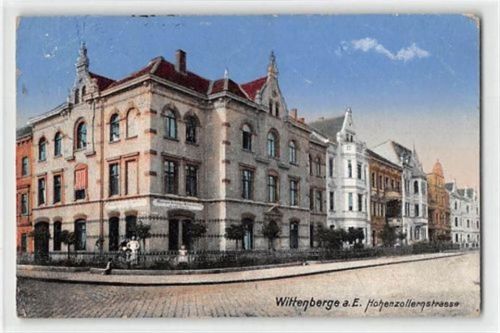 Wittenberge an der Elbe. Hohenzollernstraße gelaufen. Marke entfernt. leichte Abschürfungen, fleckig, sonst gut erhalten