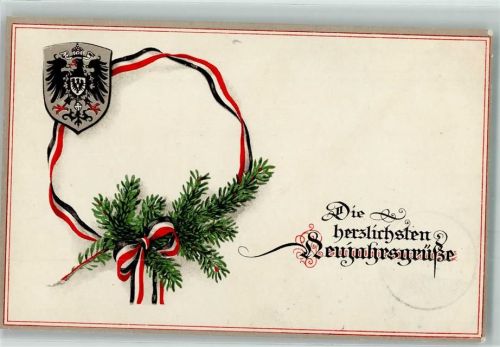 1914 Neujahr Schwarz-Weiß-Rot Wappen AK