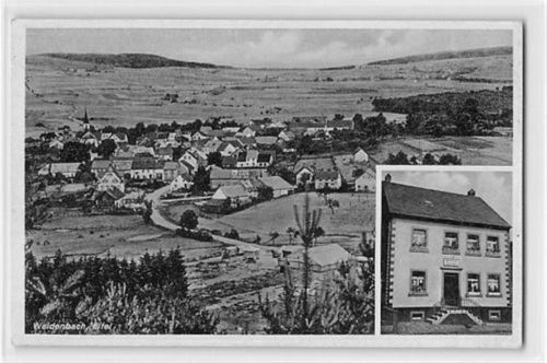 Weidenbach in der Eifel. Gesamtansicht und Handlung ungelaufen Vorder- und Rückseite leicht fleckig, sonst gut erhalten