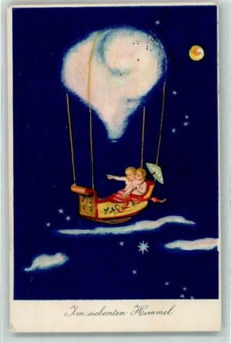 1927 Im siebenten Himmel Ballon als Wolke Kinder AK