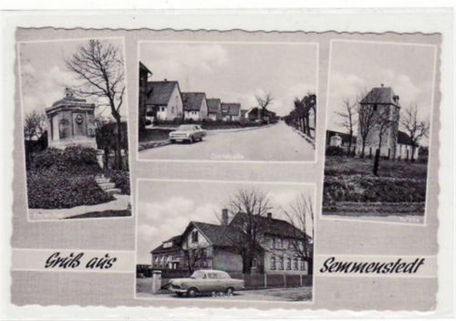 Semmenstedt mit Dorfstraße, Kirche und Schule ungelaufen Sehr gut erhalten.